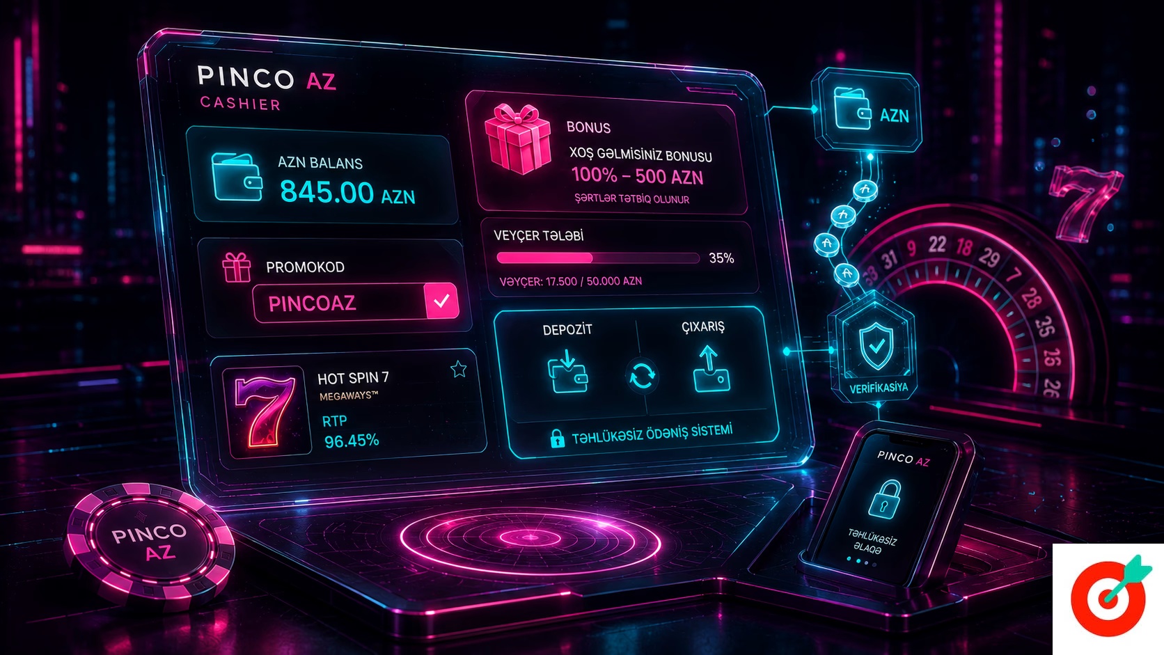 Smartfonda Pinco AZ mobil kazino versiyası